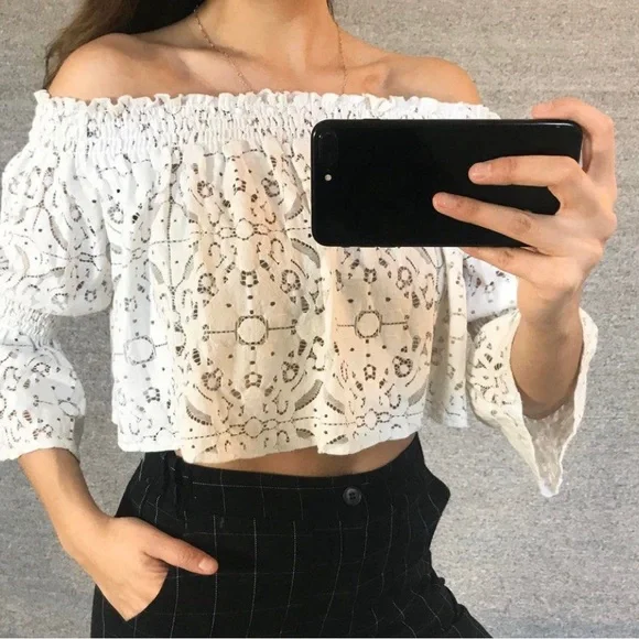 Bundle sale White lace Zara crop top size small - Picture 11 of 12